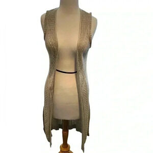 Crochet sleeveless duster Hooked Up Size Small Tan